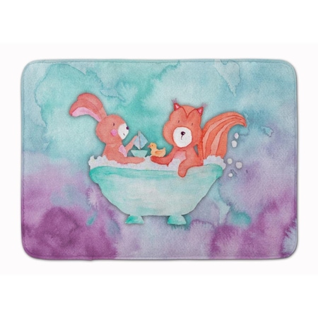 Carolines Treasures Rabbit & Squirrel Bathing Watercolor Machine Washable Memory Foam Mat BB7348RUG